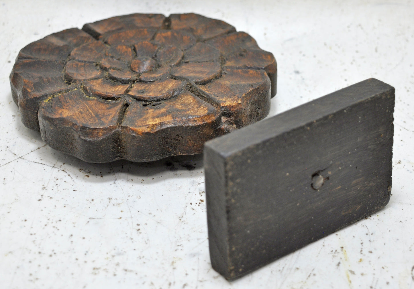 Antique Wooden Flower Carving Panel Plaque Original Old Hand Carved