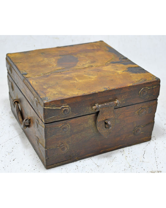 Vintage Wooden Square Storage Chest Box Original Old Hand Crafted