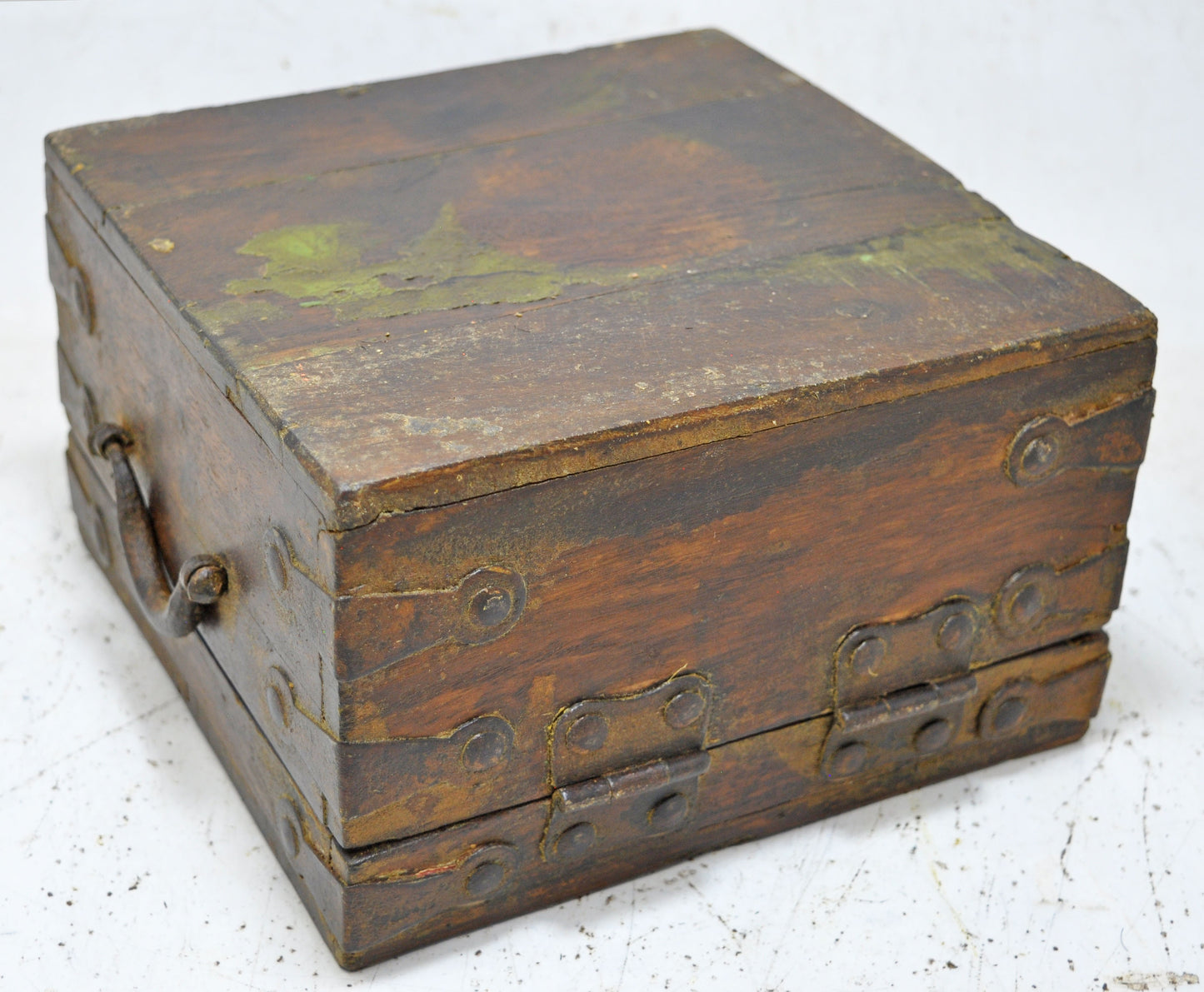 Vintage Wooden Square Storage Chest Box Original Old Hand Crafted