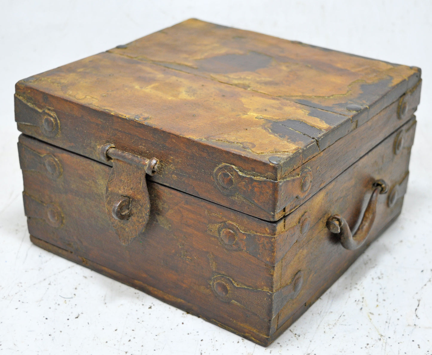 Vintage Wooden Square Storage Chest Box Original Old Hand Crafted