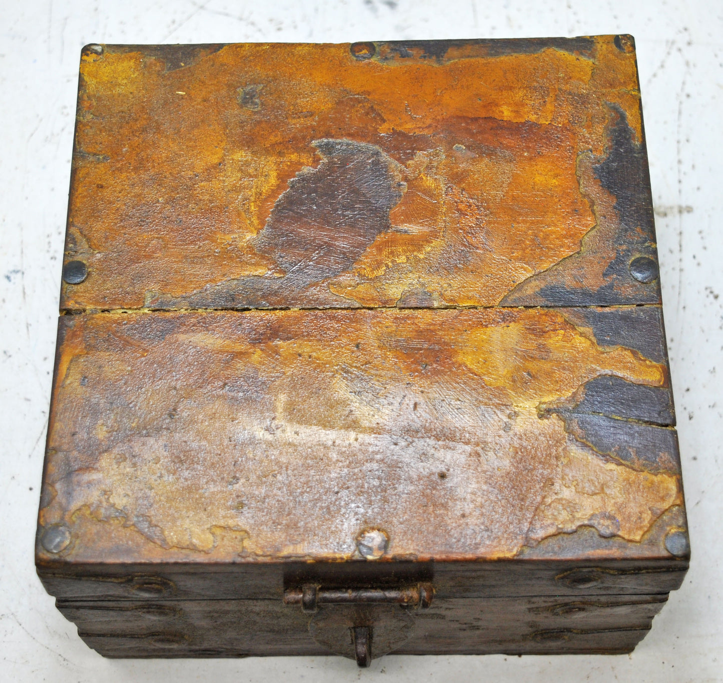 Vintage Wooden Square Storage Chest Box Original Old Hand Crafted