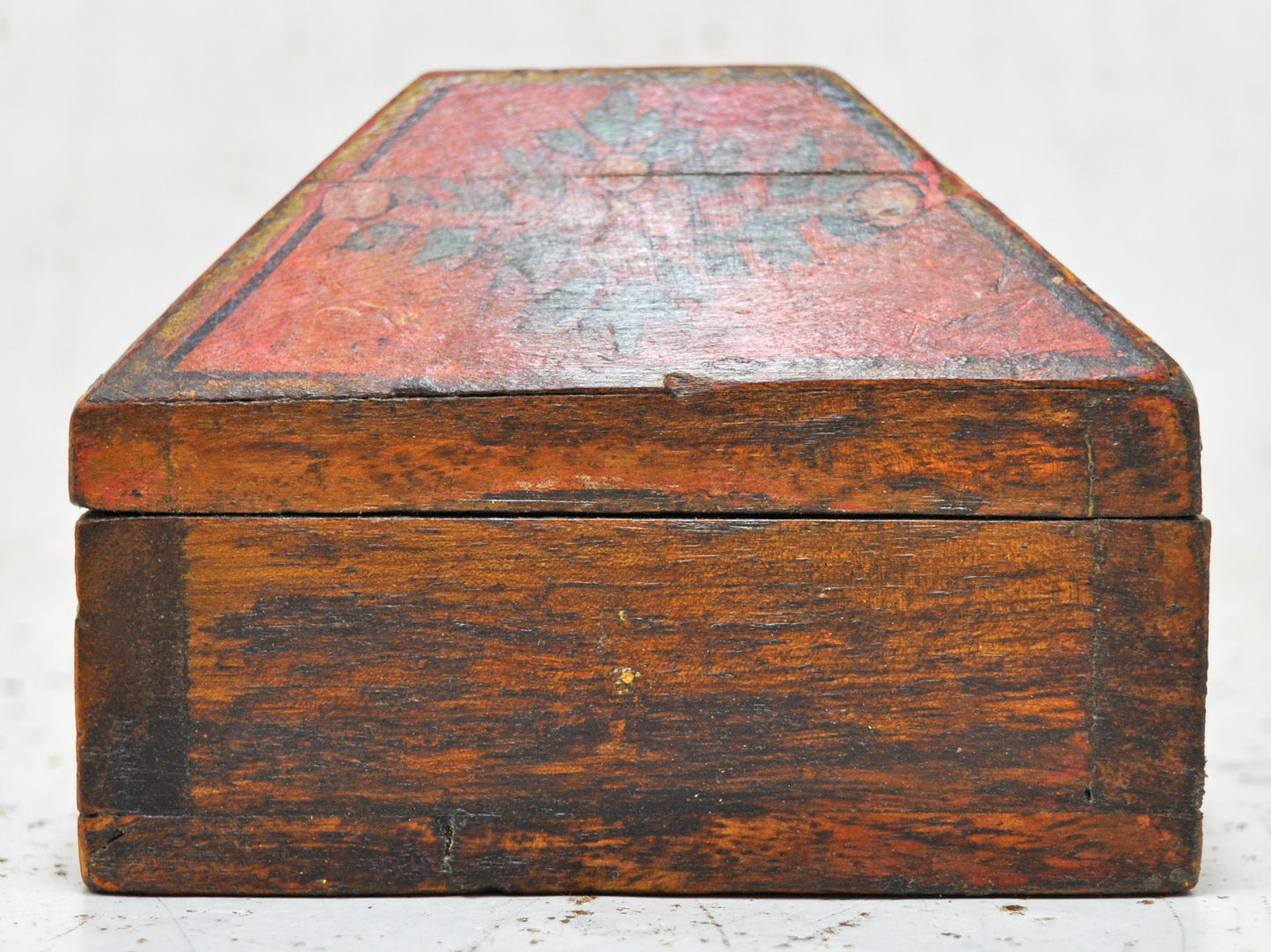 Vintage Wooden Dome Shaped Storage Box Original Old Hand Crafted Fine Painted