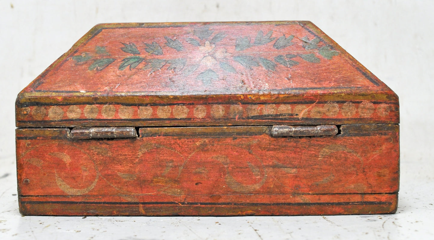 Vintage Wooden Dome Shaped Storage Box Original Old Hand Crafted Fine Painted