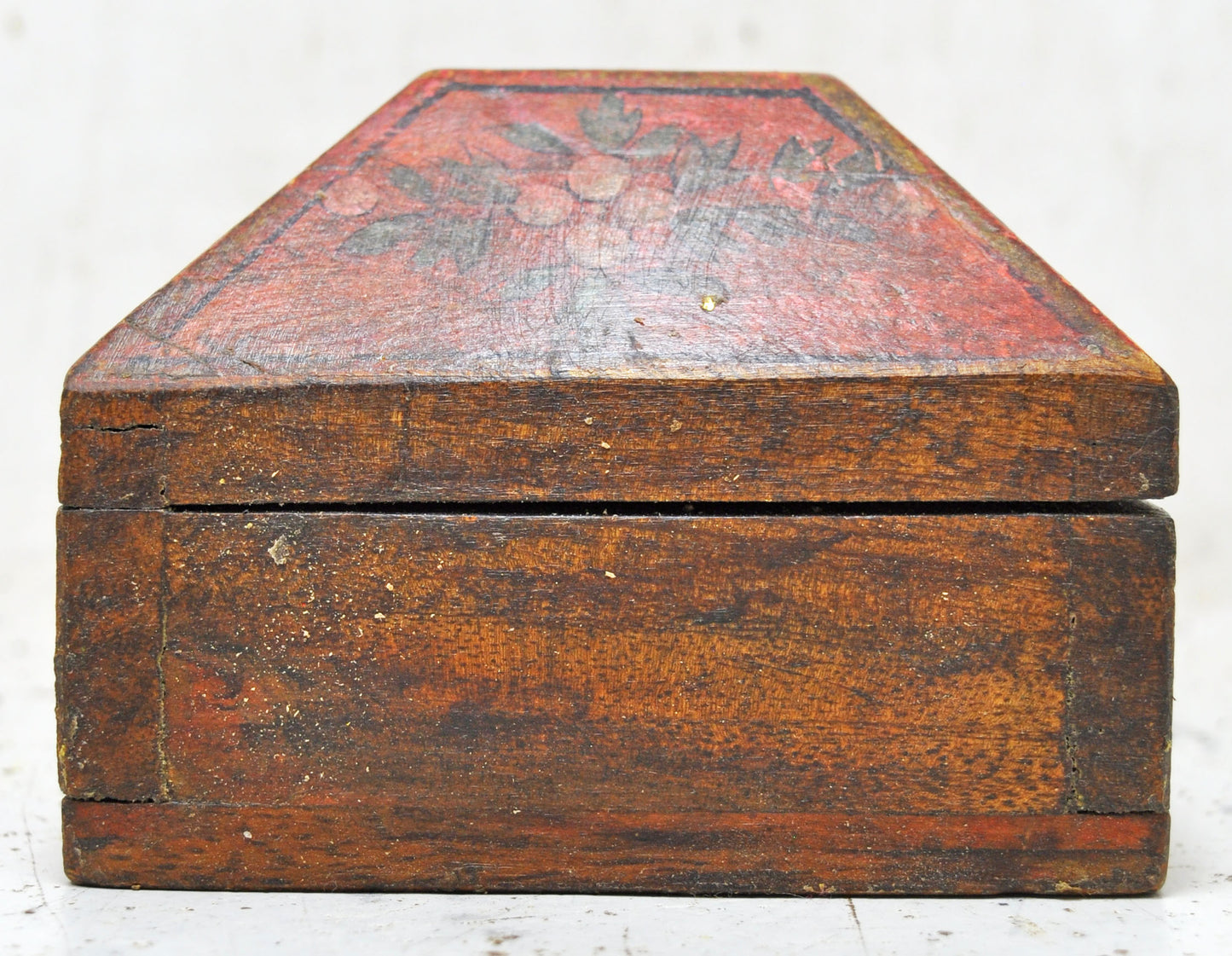 Vintage Wooden Dome Shaped Storage Box Original Old Hand Crafted Fine Painted