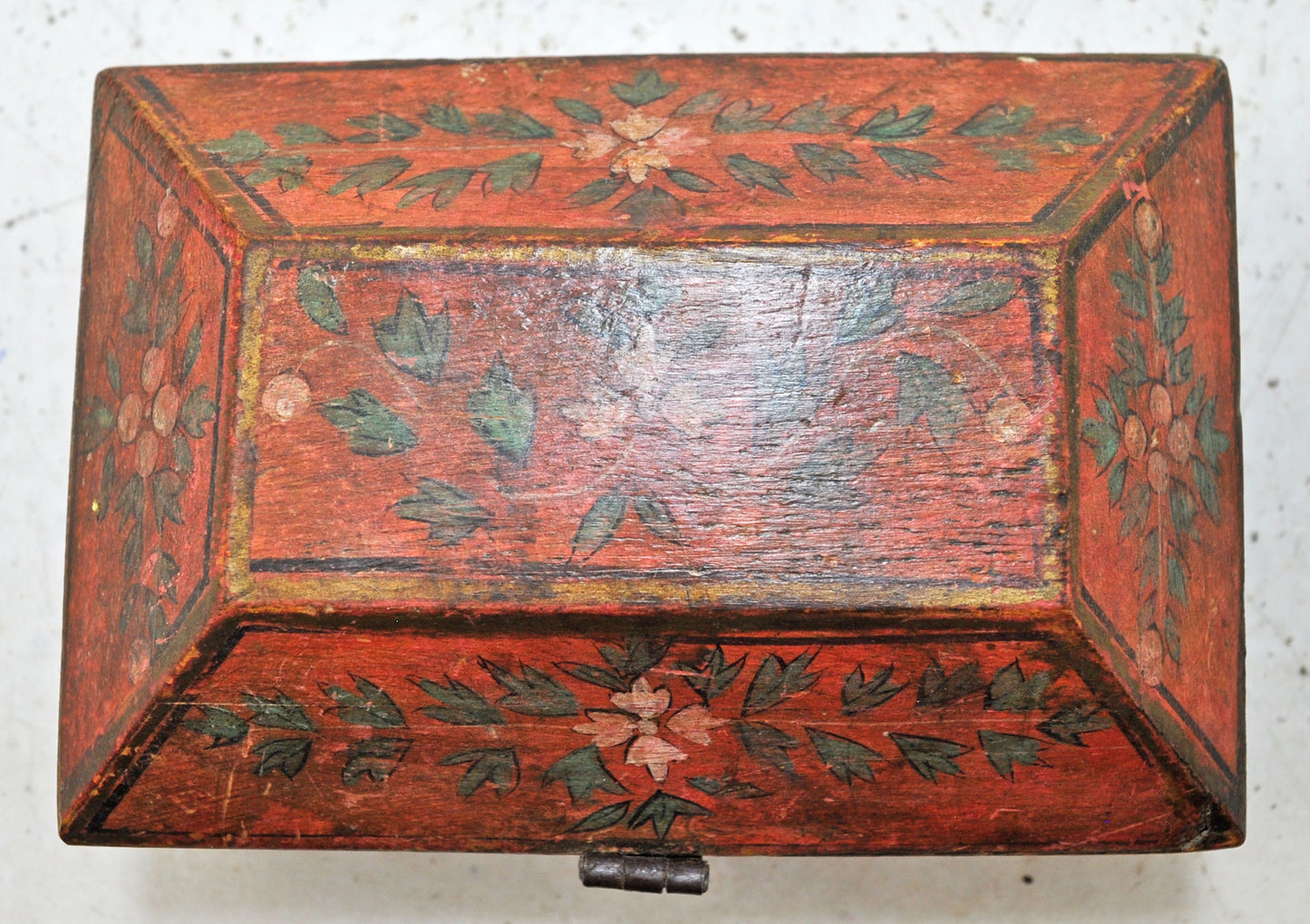 Vintage Wooden Dome Shaped Storage Box Original Old Hand Crafted Fine Painted