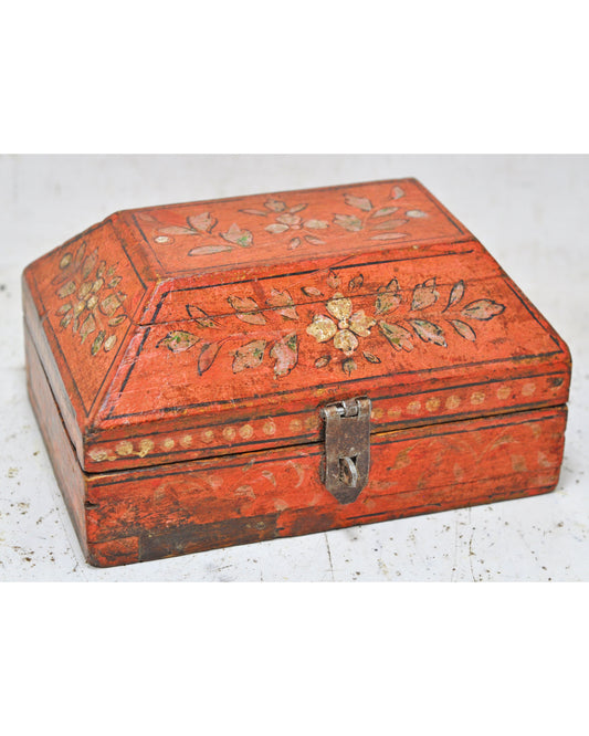 Vintage Wooden Dome Shaped Storage Box Original Old Hand Crafted Fine Painted