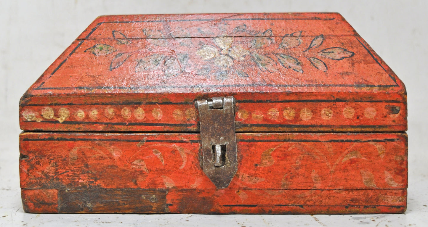 Vintage Wooden Dome Shaped Storage Box Original Old Hand Crafted Fine Painted