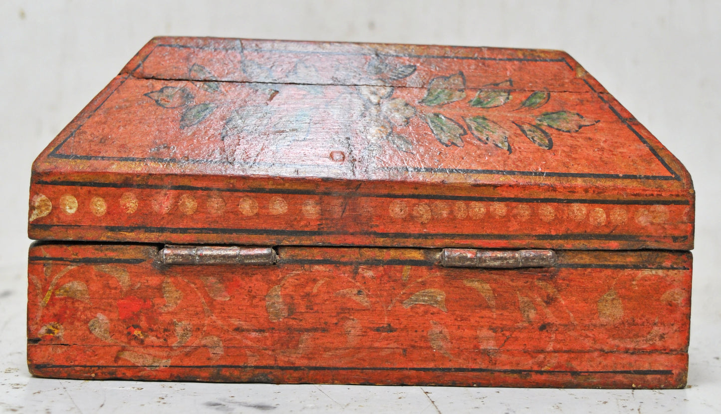 Vintage Wooden Dome Shaped Storage Box Original Old Hand Crafted Fine Painted