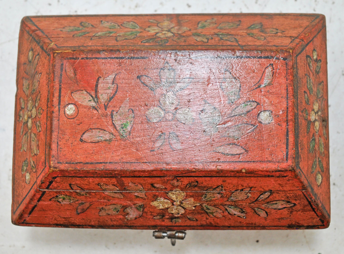 Vintage Wooden Dome Shaped Storage Box Original Old Hand Crafted Fine Painted