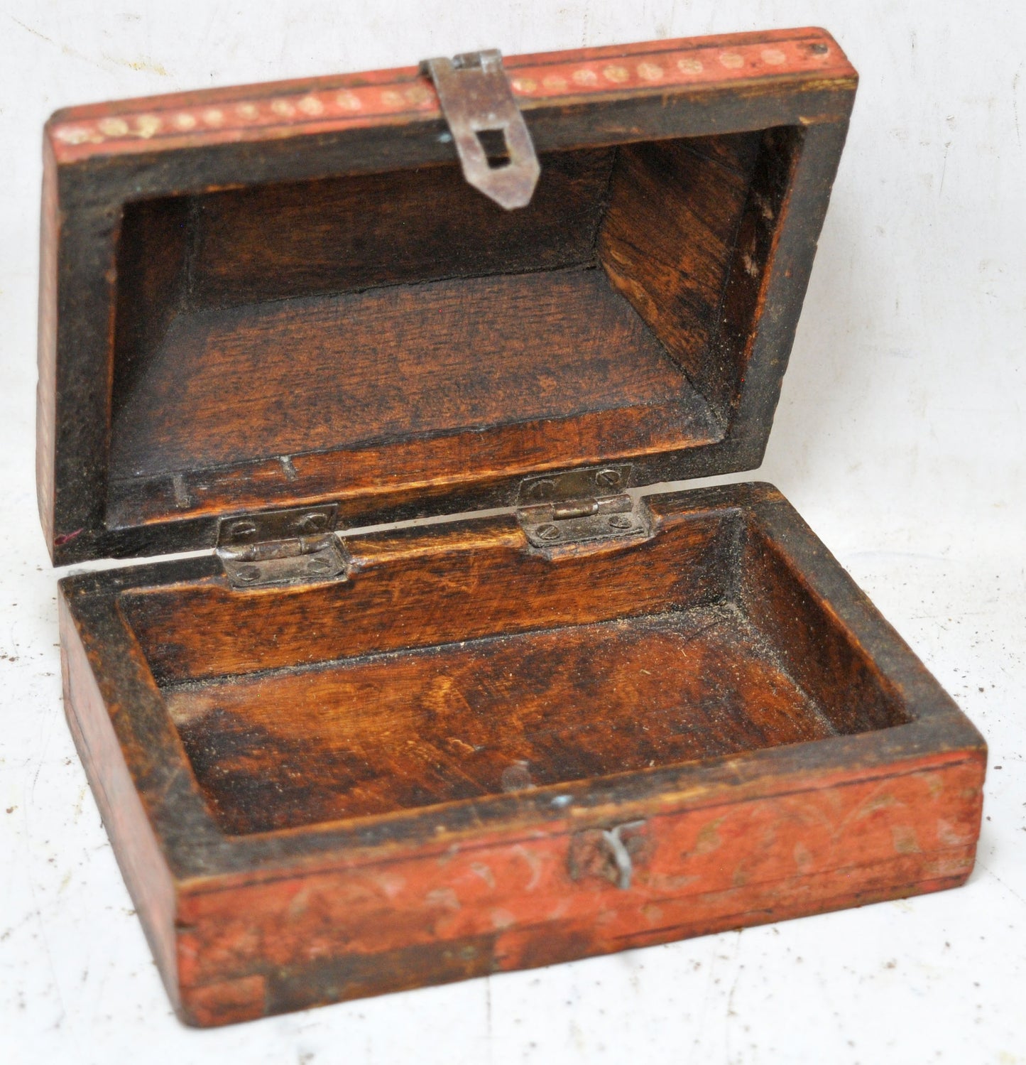 Vintage Wooden Dome Shaped Storage Box Original Old Hand Crafted Fine Painted