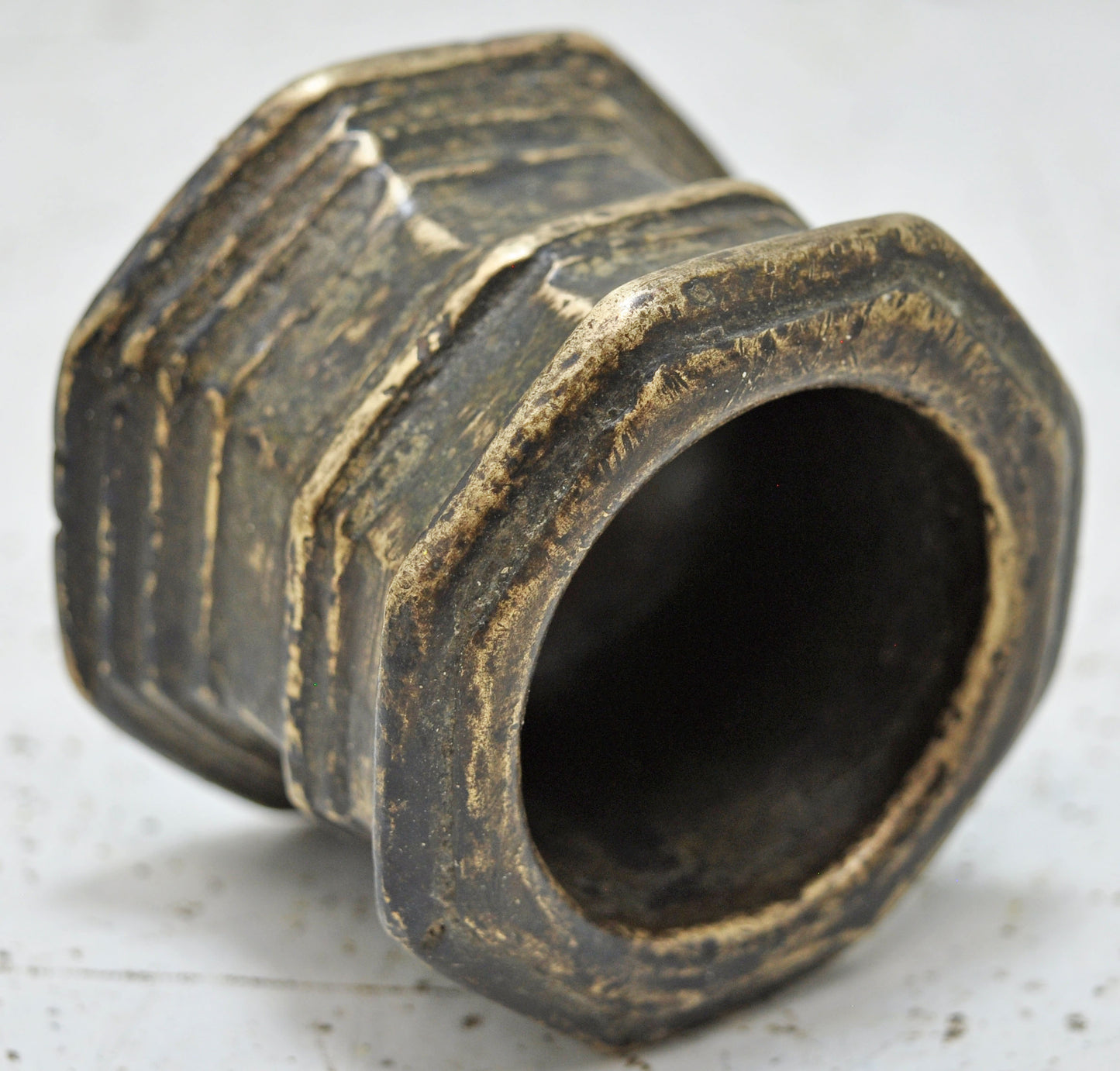 Antique Brass Small Heavy Pot Original Old Hand Crafted