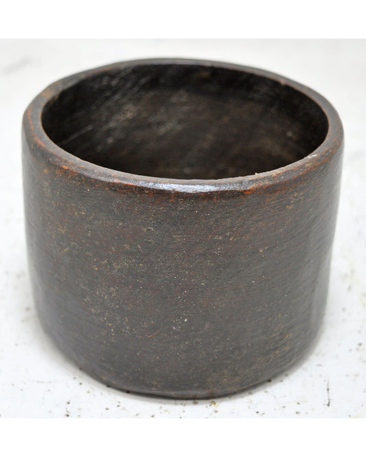 Antique Wooden Round Small Pot Original Old Hand Crafted