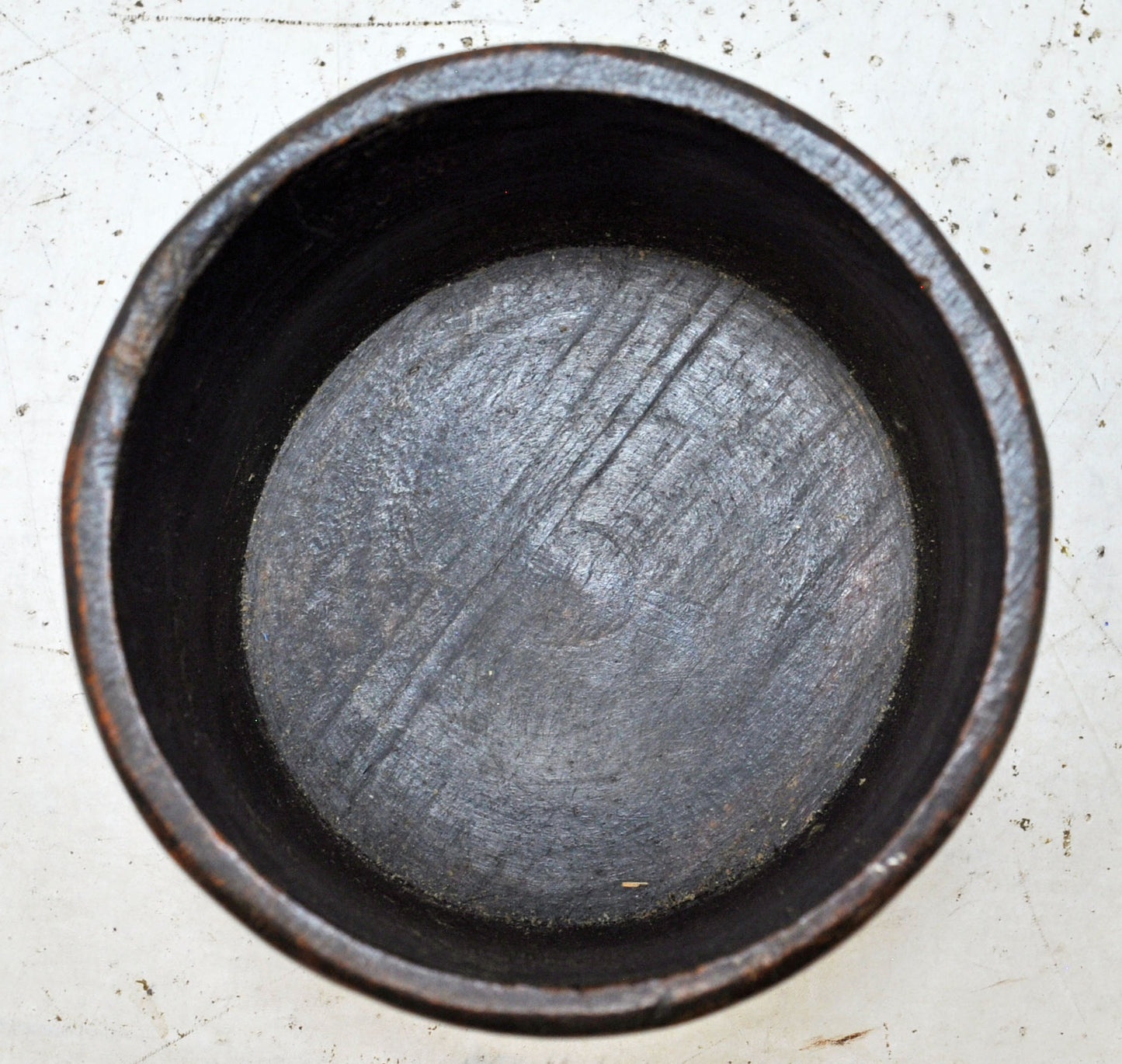 Antique Wooden Round Small Pot Original Old Hand Crafted