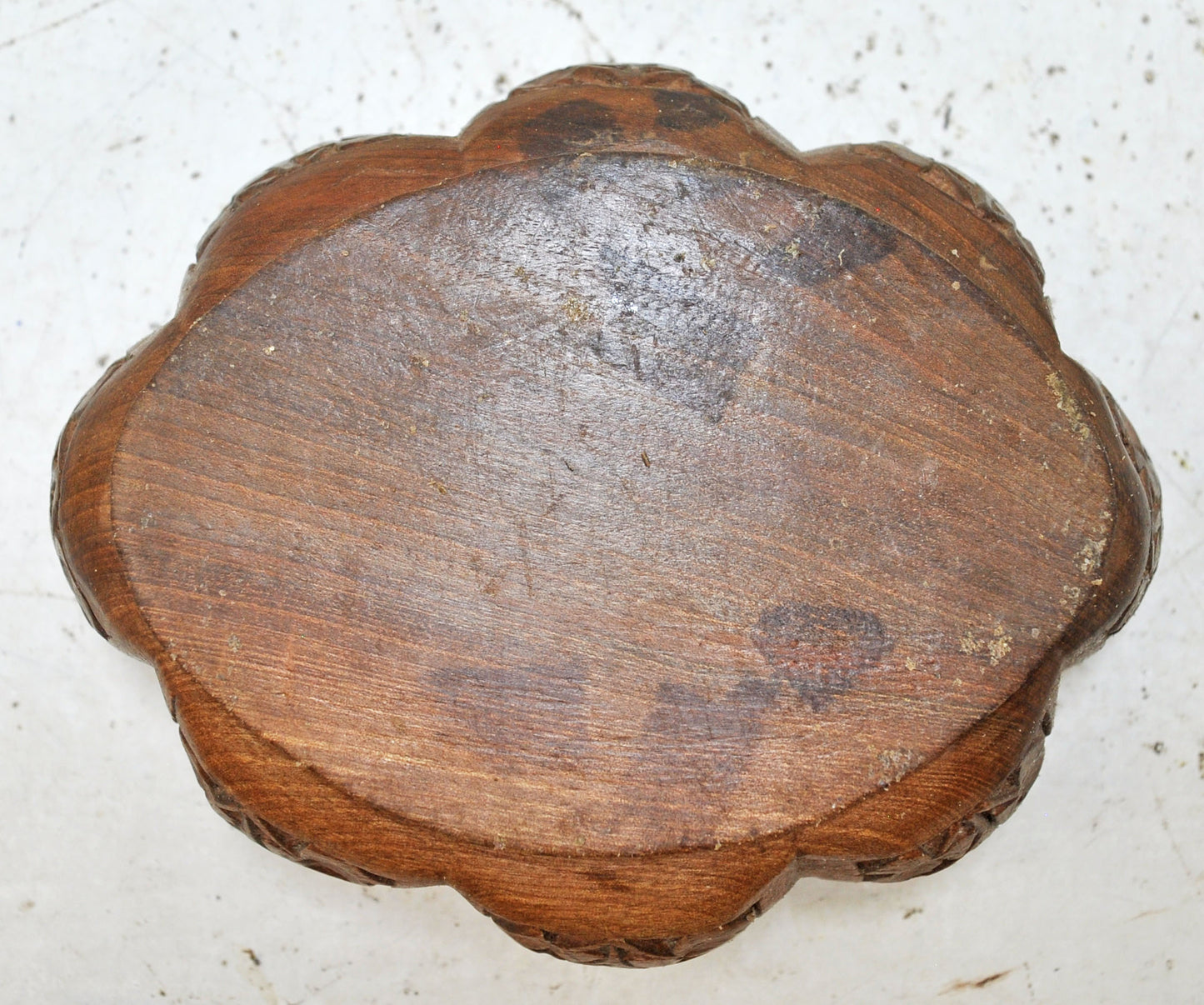 Antique Wooden Small Flower Shaped Bowl Original Old Hand Crafted Carved