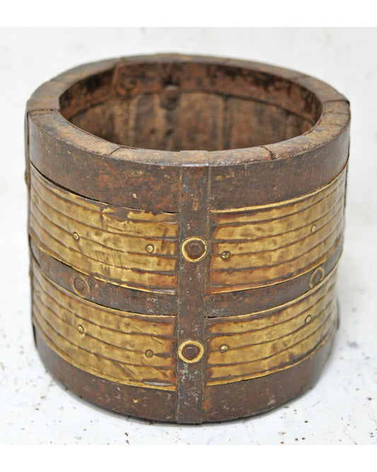 Vintage Wooden Small Grain Measurement Paili Pot Original Old Hand Crafted