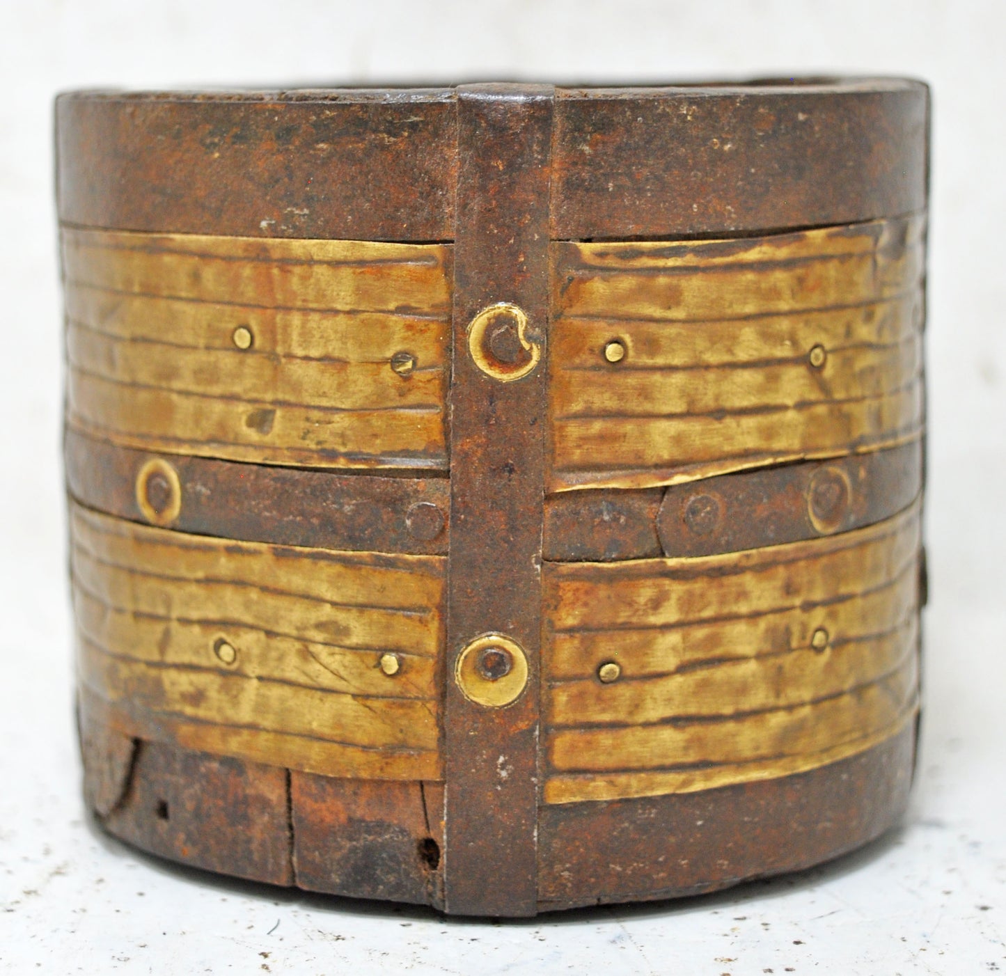 Vintage Wooden Small Grain Measurement Paili Pot Original Old Hand Crafted