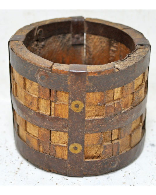Vintage Wooden Small Grain Measurement Paili Pot Original Old Hand Crafted