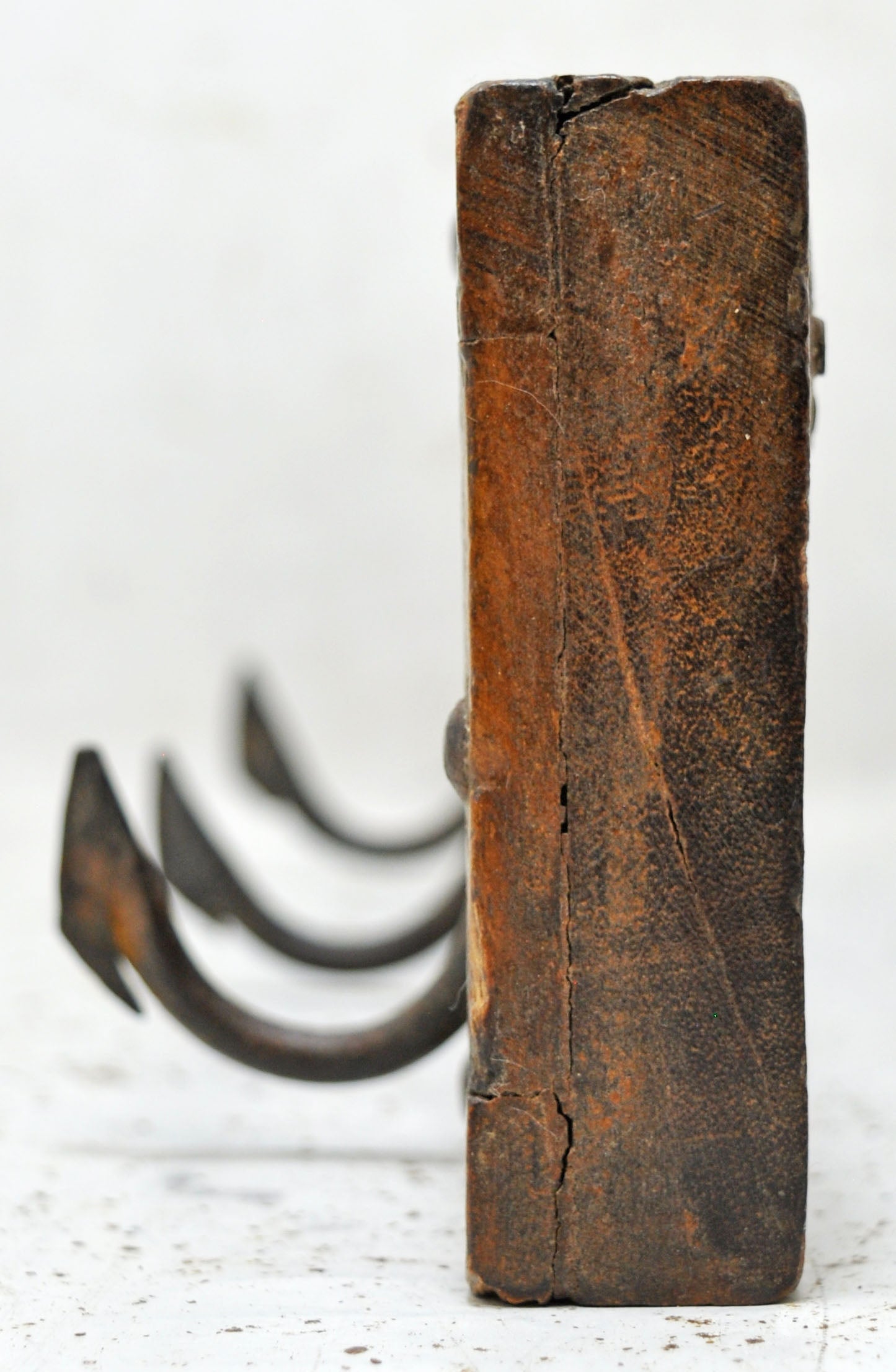 Vintage Wooden 3 Hook Hanger Hardware Original Old Hand Crafted