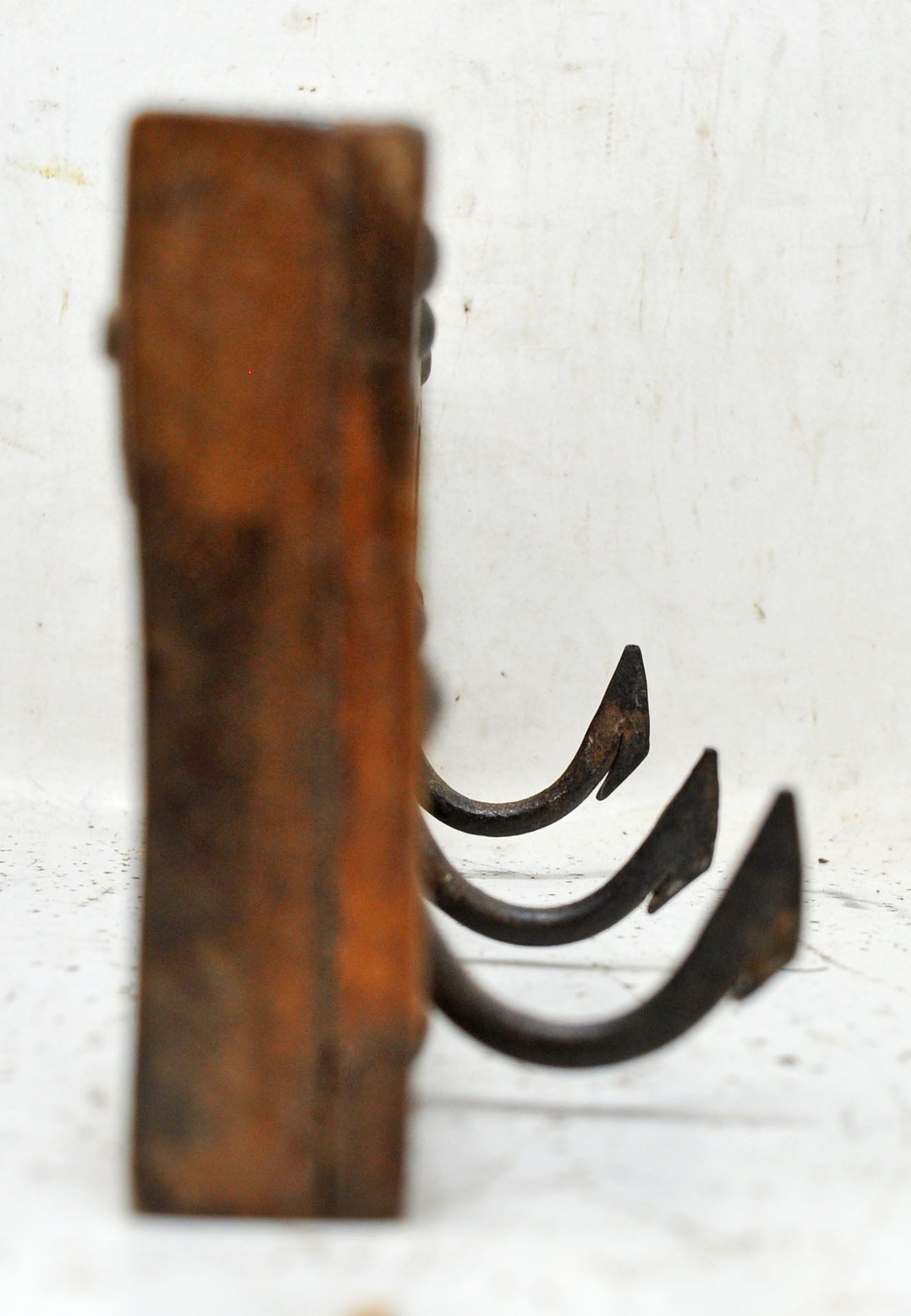 Vintage Wooden 3 Hook Hanger Hardware Original Old Hand Crafted