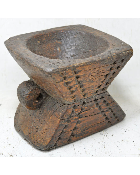 Antique Wooden Agricultural Seed Holder Bijni Original Old Hand Carved