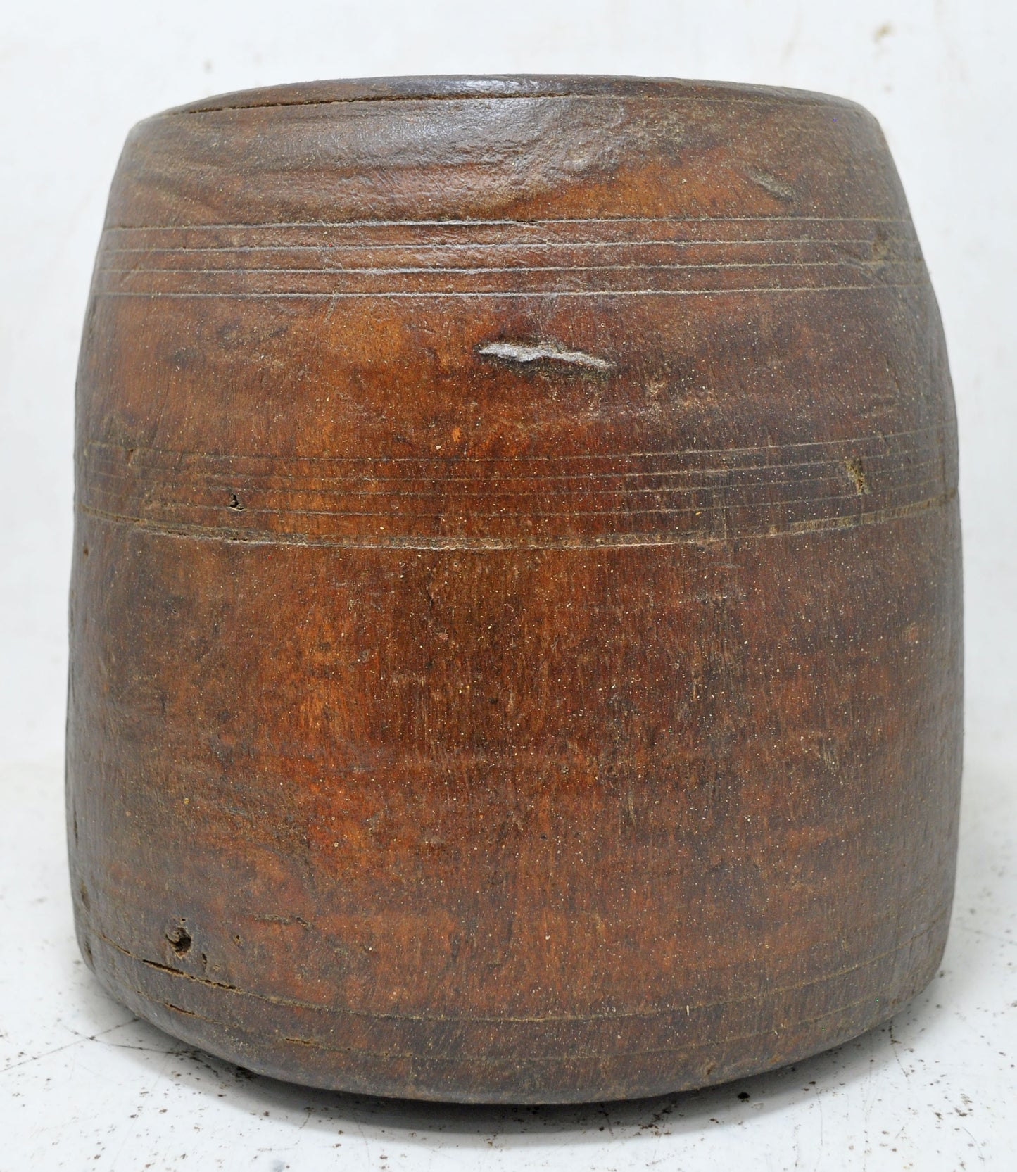 Antique Wooden Mana Grain Measurement Pot Original Old Hand Carved
