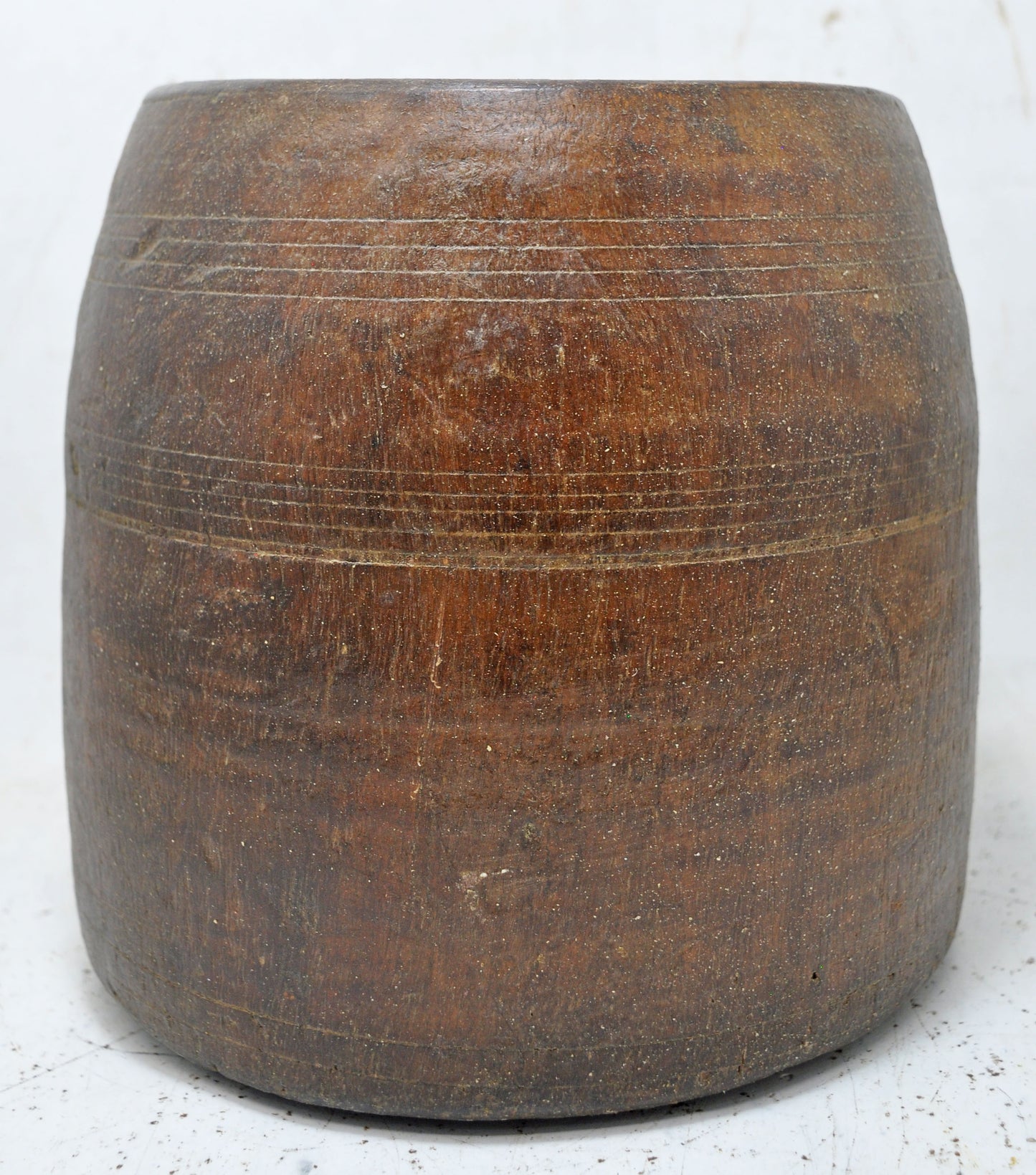 Antique Wooden Mana Grain Measurement Pot Original Old Hand Carved