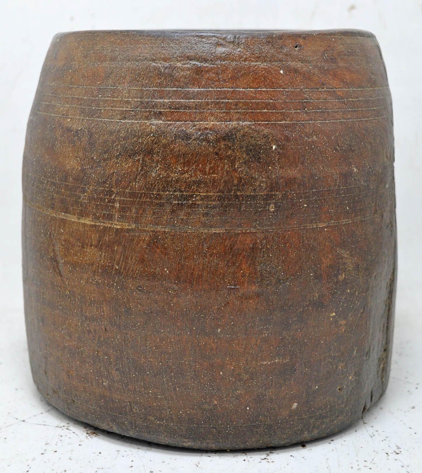 Antique Wooden Mana Grain Measurement Pot Original Old Hand Carved
