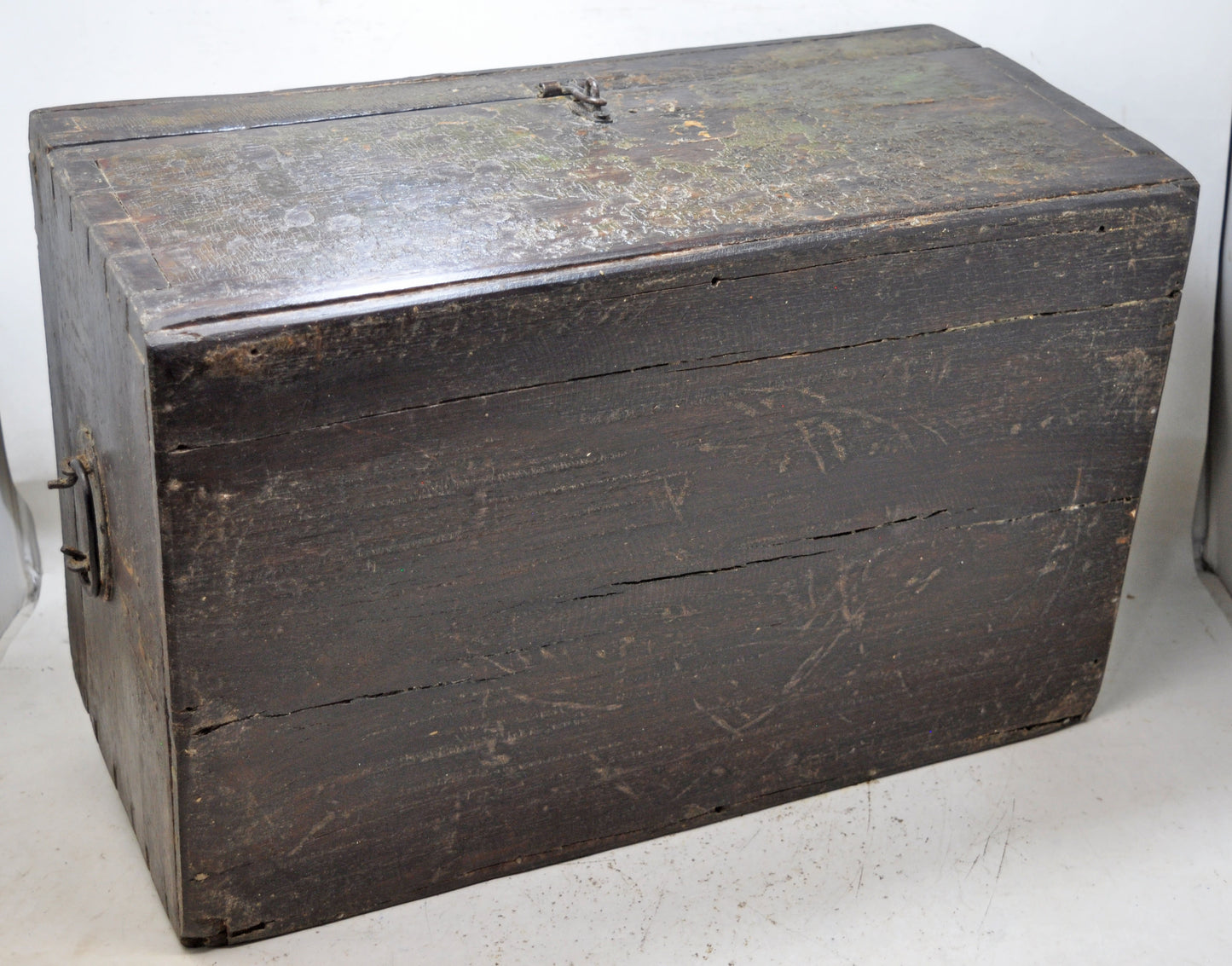 Antique Wooden Large Cash Chest Money Box Original Old Intricate Crafted Polychrome