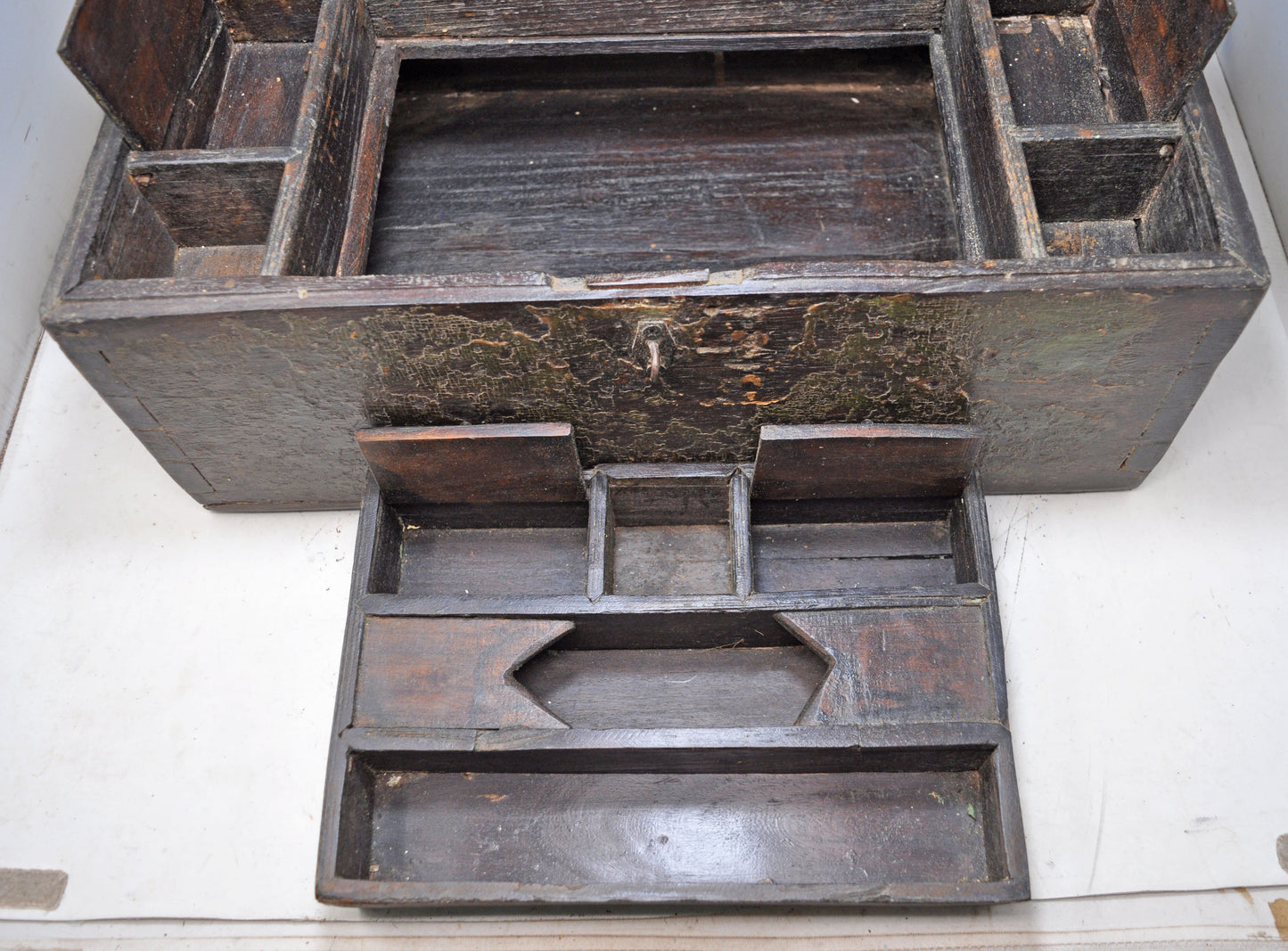 Antique Wooden Large Cash Chest Money Box Original Old Intricate Crafted Polychrome