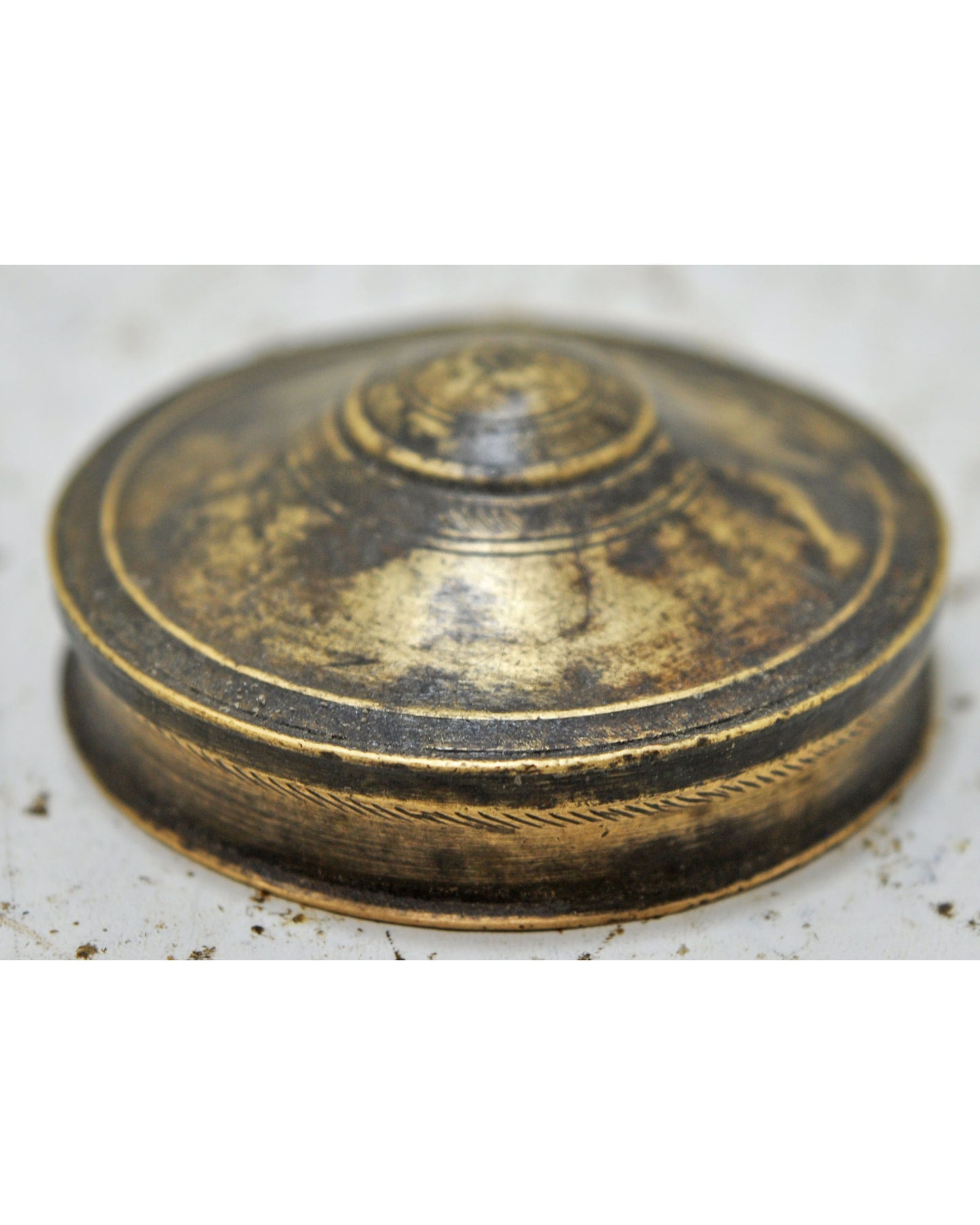 Antique Brass Small Kum Kum Powder Tika Box Original Old Hand Crafted