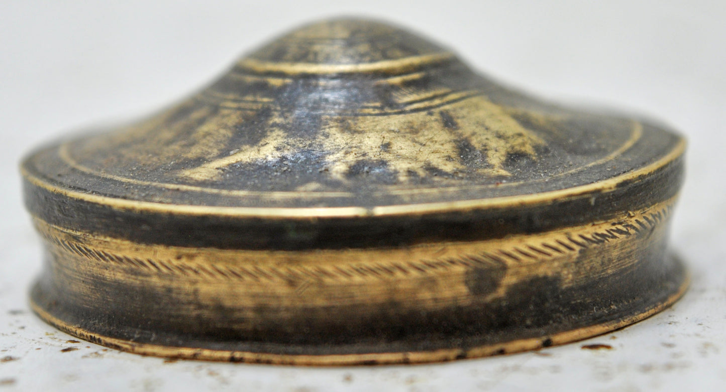 Antique Brass Small Kum Kum Powder Tika Box Original Old Hand Crafted
