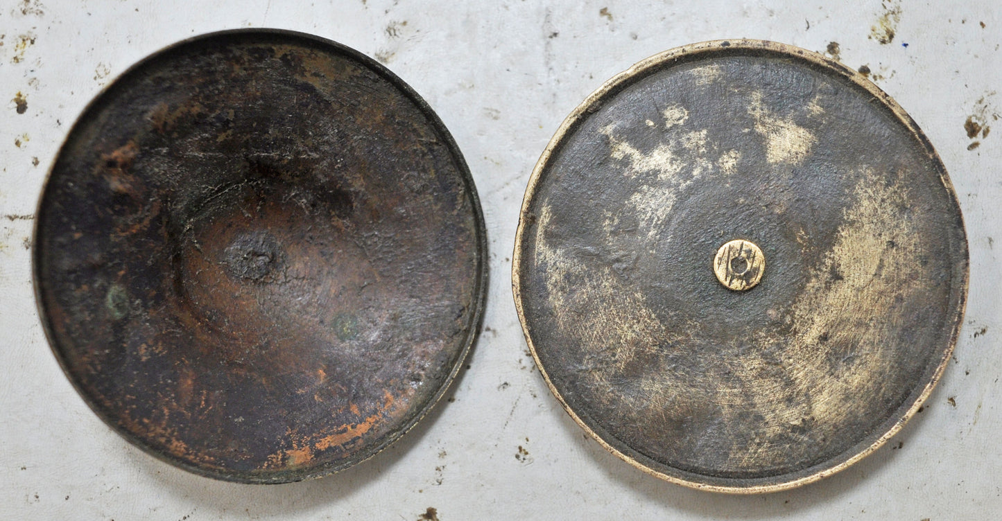 Antique Brass Small Kum Kum Powder Tika Box Original Old Hand Crafted