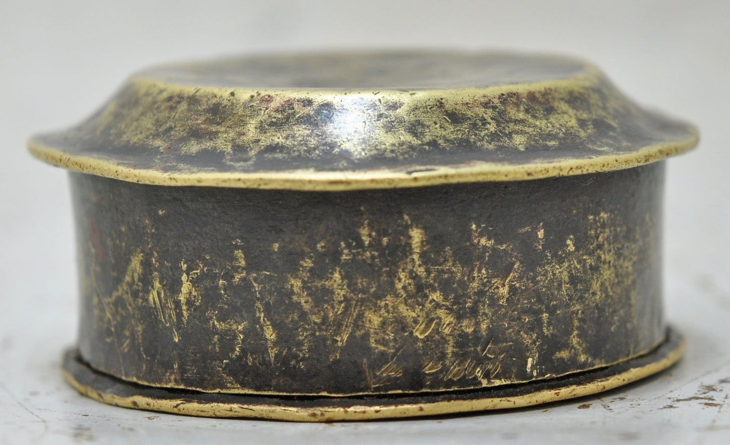 Antique Brass Small Kum Kum Powder Tika Box Original Old Hand Crafted