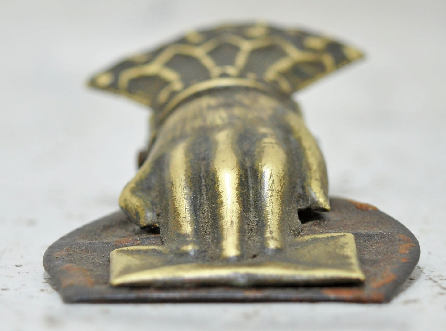 Antique Brass Small Hand Shaped Paper Clip Original Old Fine Engraved