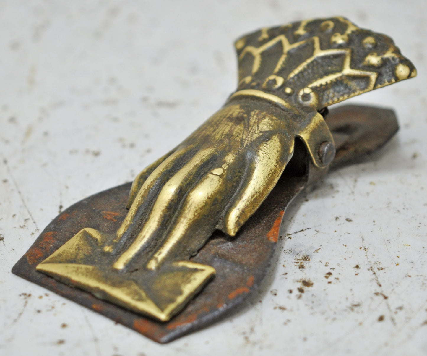 Antique Brass Small Hand Shaped Paper Clip Original Old Fine Engraved