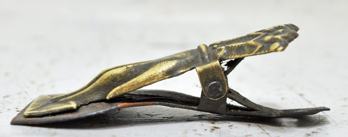 Antique Brass Small Hand Shaped Paper Clip Original Old Fine Engraved