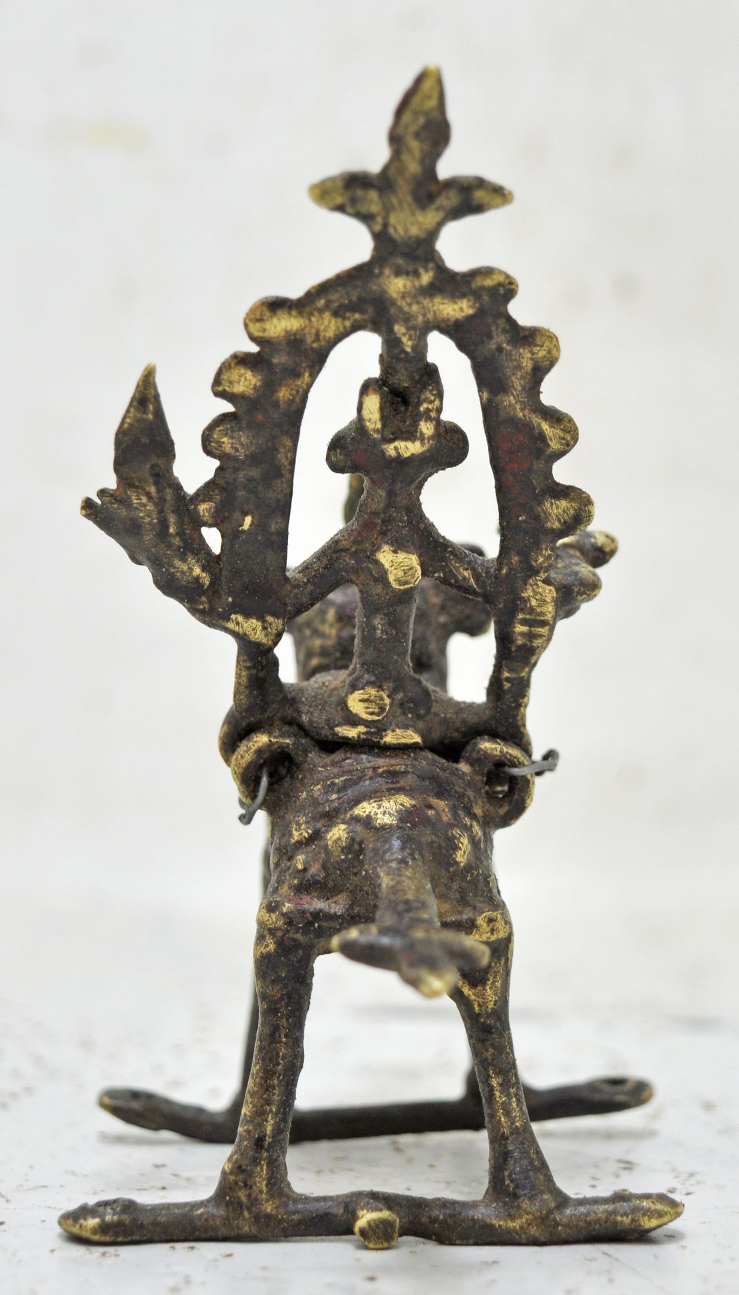Antique Brass Elephant With Rider Figurine Original Old Fine Engraved