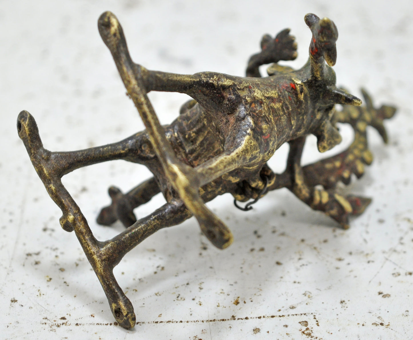Antique Brass Elephant With Rider Figurine Original Old Fine Engraved