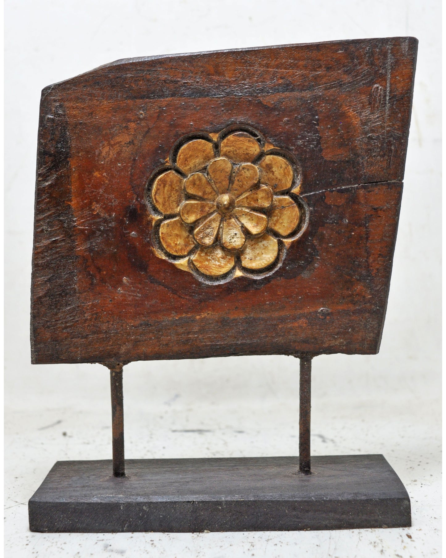 Antique Wooden Floral Carving Panel Plaque Original Old Hand Carved