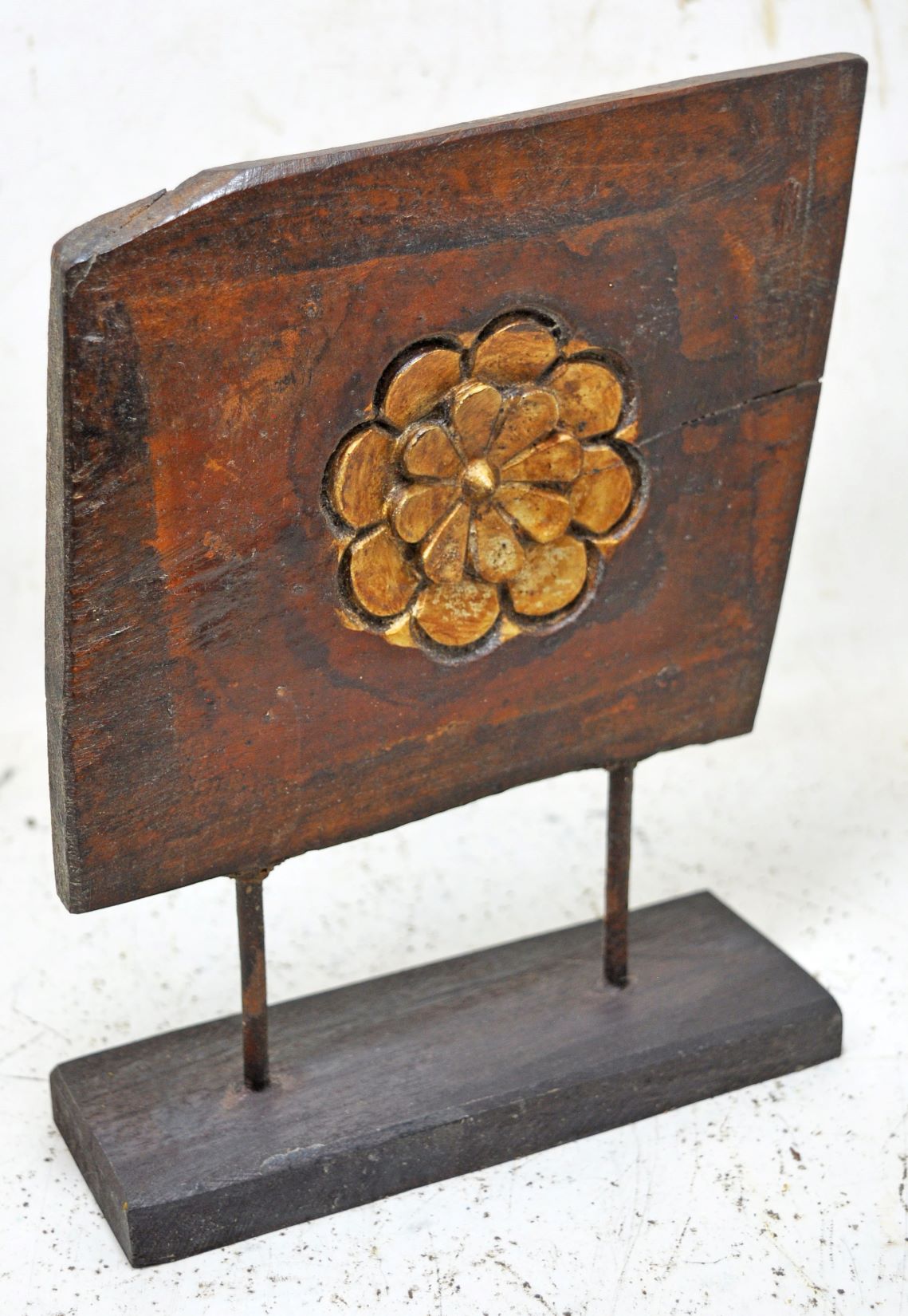 Antique Wooden Floral Carving Panel Plaque Original Old Hand Carved