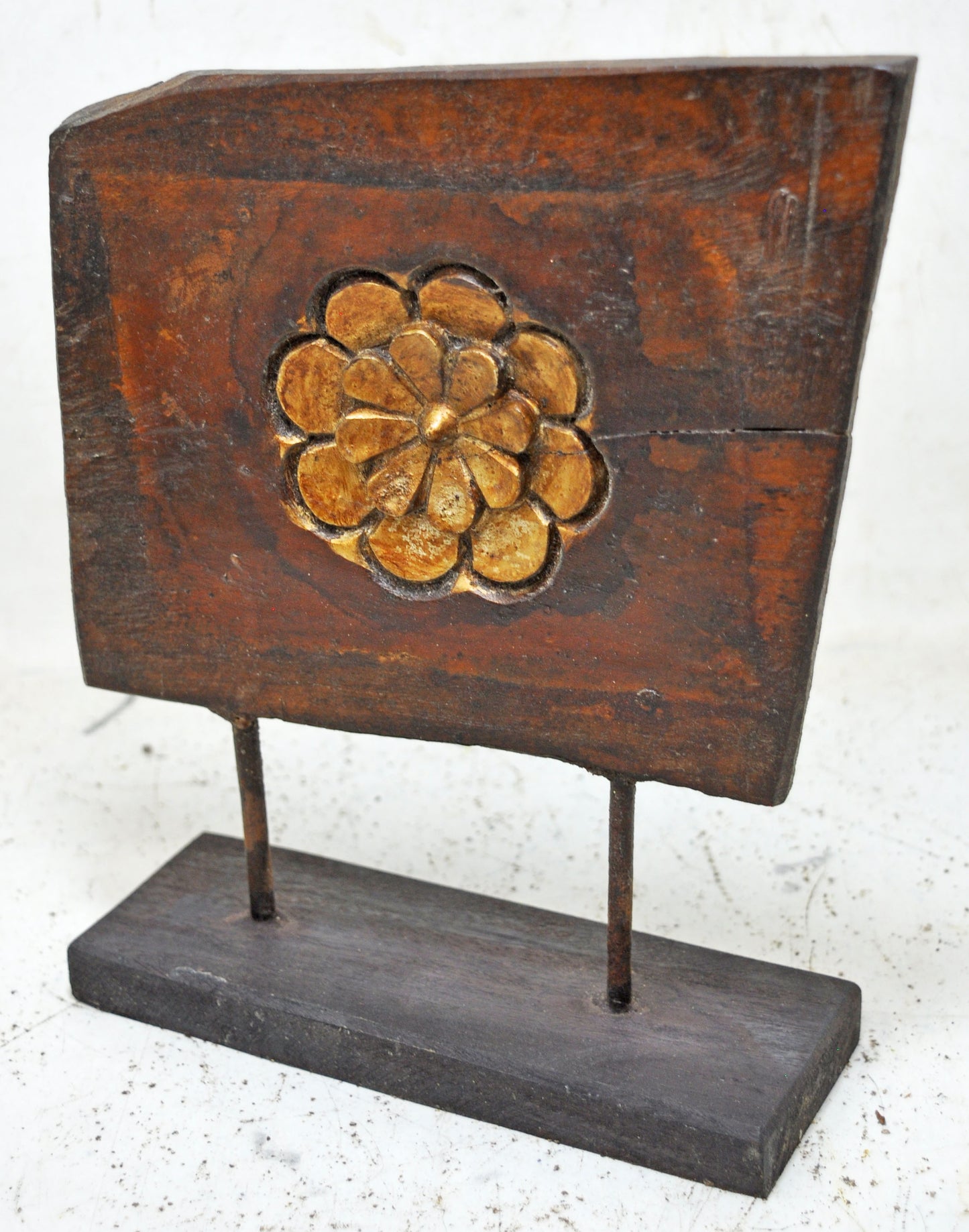 Antique Wooden Floral Carving Panel Plaque Original Old Hand Carved