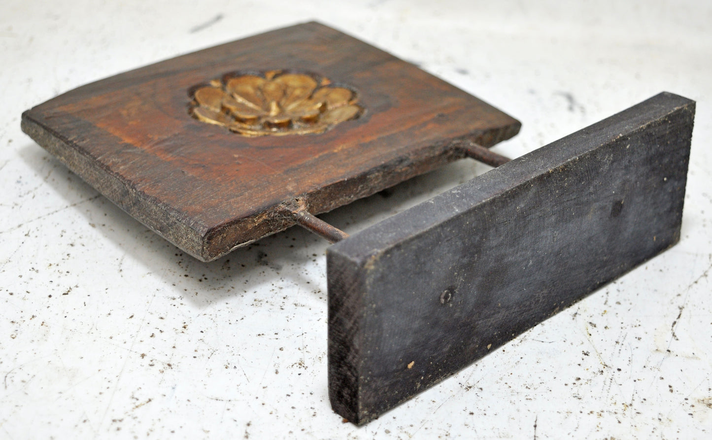 Antique Wooden Floral Carving Panel Plaque Original Old Hand Carved