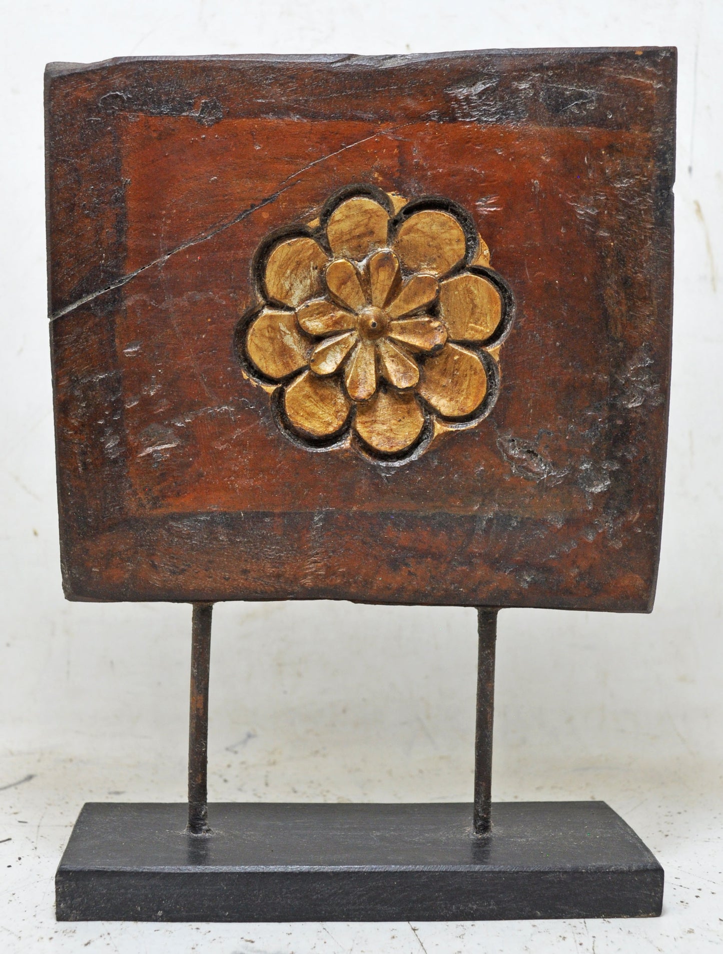 Antique Wooden Floral Carving Panel Plaque Original Old Hand Carved