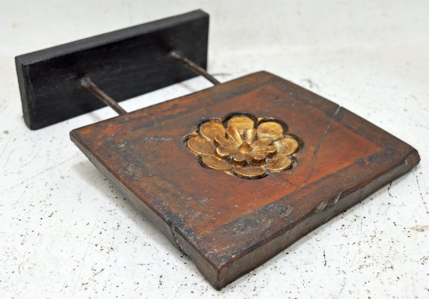 Antique Wooden Floral Carving Panel Plaque Original Old Hand Carved