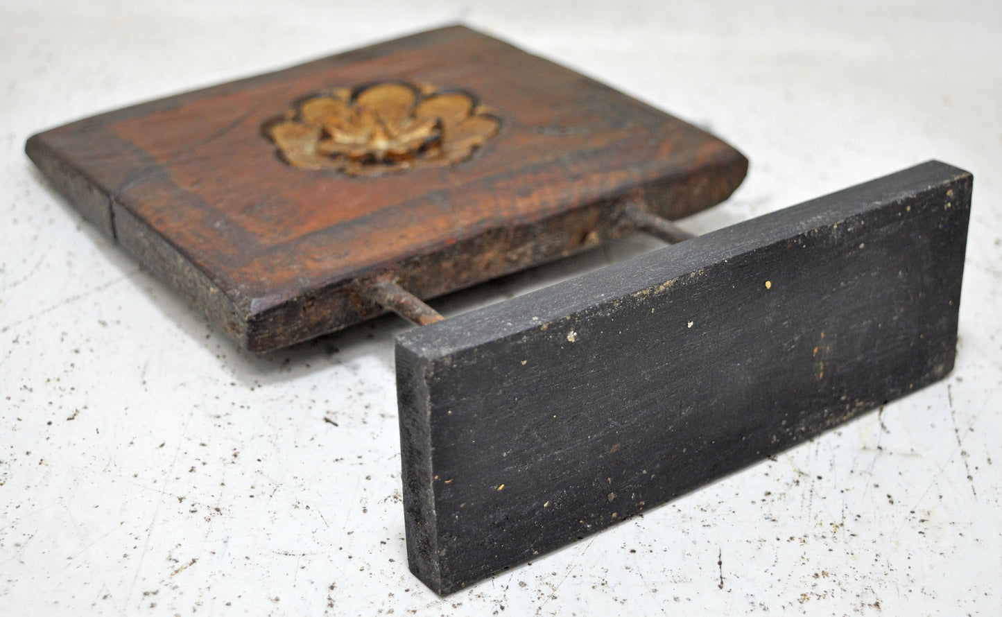 Antique Wooden Floral Carving Panel Plaque Original Old Hand Carved