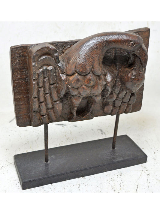 Antique Wooden Eagle Bird Figurine Original Old Fine Hand Carved