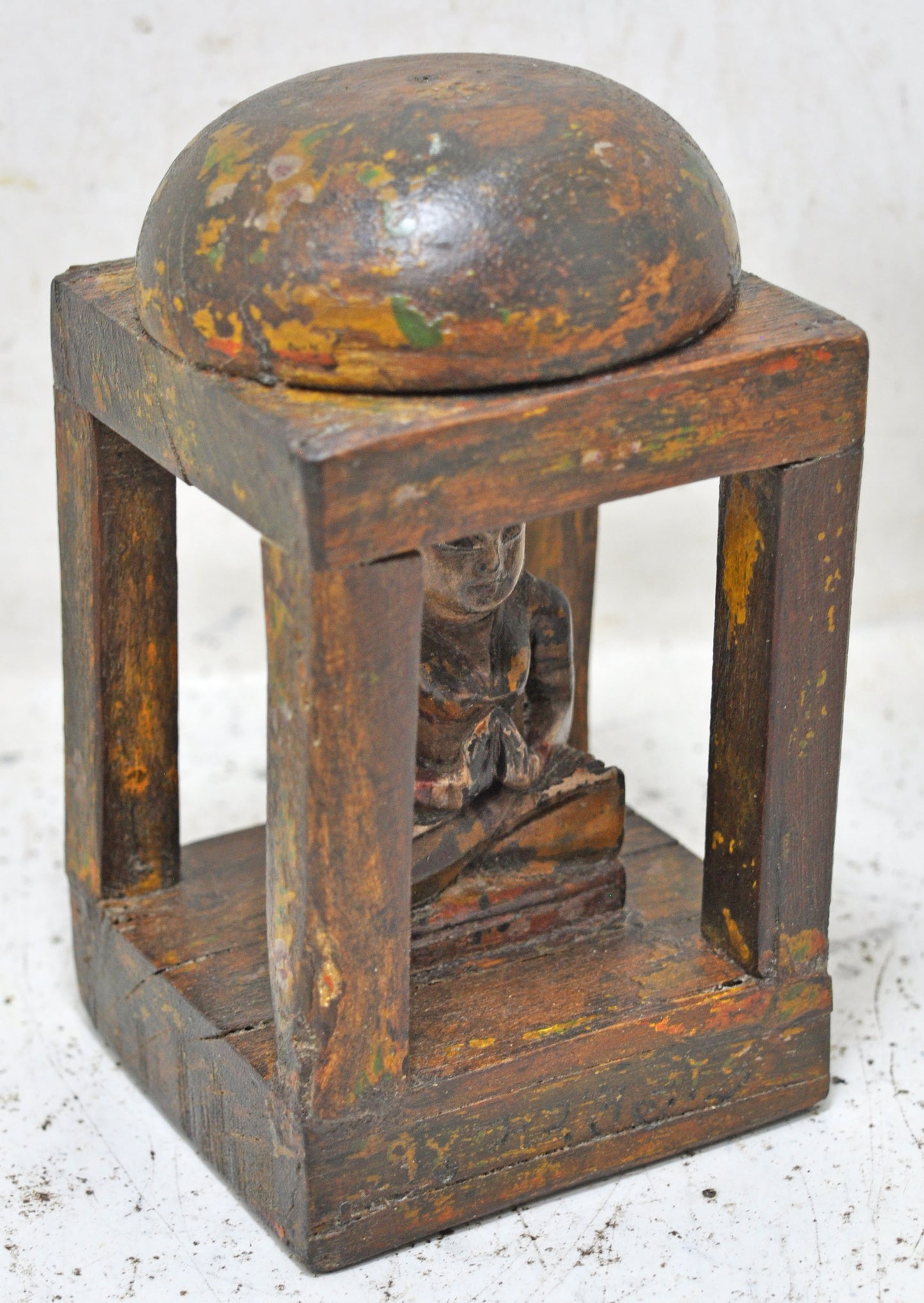 Antique Wooden Lord Mahaveer Idol Figurine Original Old Hand Carved