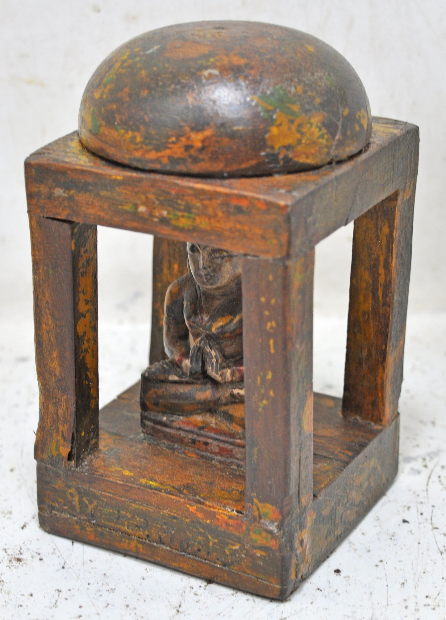 Antique Wooden Lord Mahaveer Idol Figurine Original Old Hand Carved