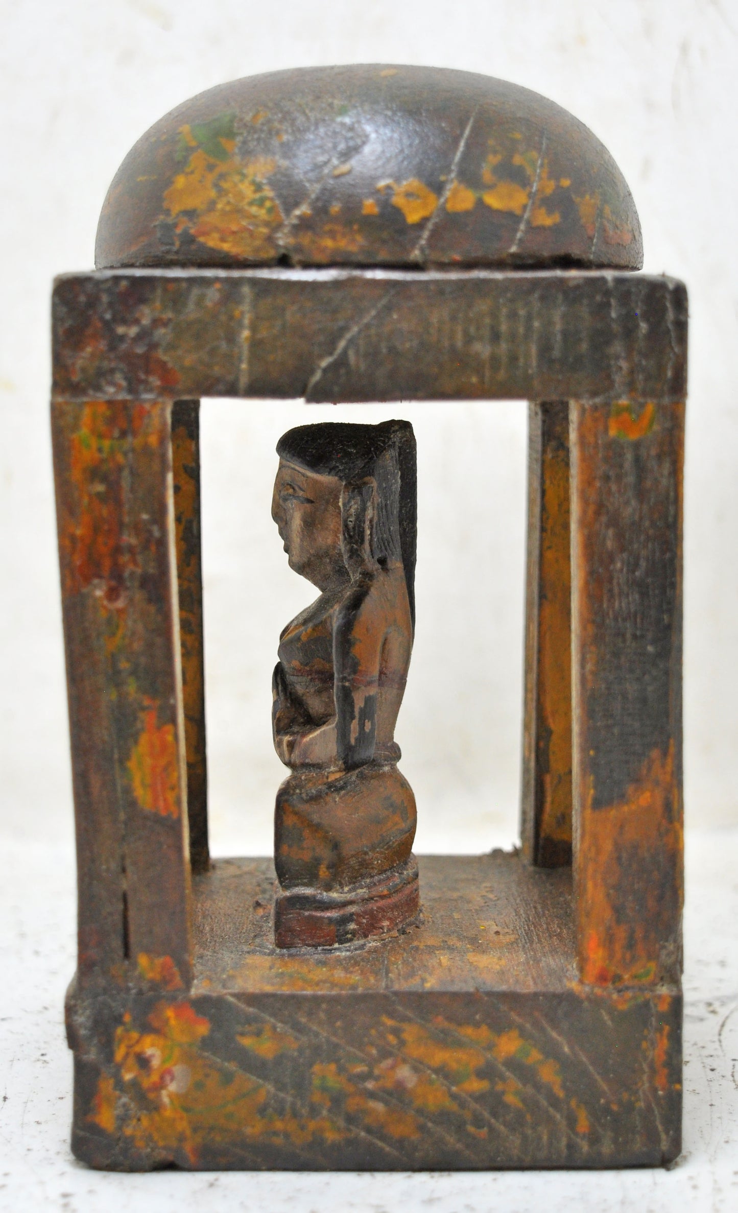 Antique Wooden Lord Mahaveer Idol Figurine Original Old Hand Carved