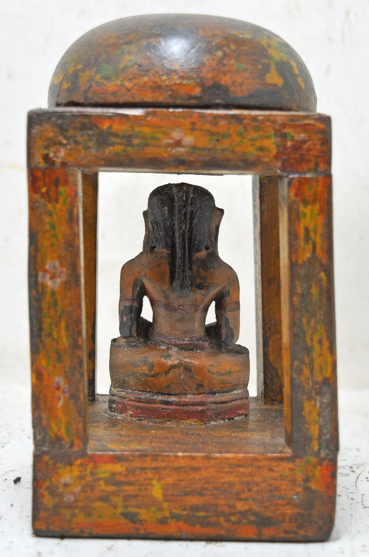 Antique Wooden Lord Mahaveer Idol Figurine Original Old Hand Carved